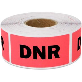 DNR Stickers - 2 x 1 Inch Do Not Resuscitate Sticker DNR Label Medical DNR Label Stickers for Rx File Folder Charts Veterinary Medical Medication Container Pharmacies Hospitals - 1 Rolls, 300 Labels
