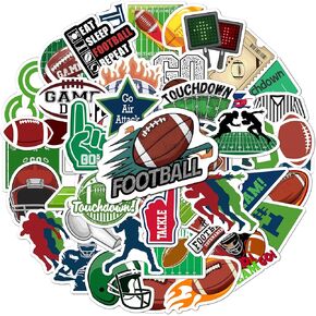 BEATRI American Football Vinyl Waterproof Stickers 50pcs for Teen Kids Boy Laptop, Skateboard, Water Bottle, Guitar, Phone (American Football)