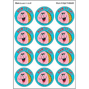 Ham It Up!/Ham Scent Retro Stinky Stickers by TREND; 24 Seals/Pack - Authentic 1980s Designs!