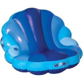 كرسي WOW Sports Indigo Lounger - عوامة حمام السباحة على شكل صدفة حورية البحر للأطفال والكبار - كرسي مائي عائم مريح