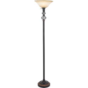 Deco 79 Metal Room Torchiere Antique Style Floor Lamp, Standing Lamp 15" x 15" x 70", Black