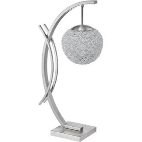 Homelegance Sand Nickel Metal Finish Orbit Pendant Wire Hanging Orb Accent Night Light, Table lamp, White