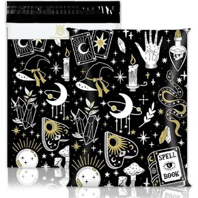 100Pcs Celestial Magic Poly Mailer 10 x 13 Inch Black White Moon Star Packaging Bags Self Seal Mailing Envelope Bags for Small Business Clothing
