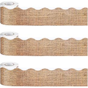 Honoson 3 Rolls 295 Feet Scalloped Border Trim, Burlap Bulletin Board Border Back to School Decoration, Classroom Trim for Bulletin Board/black Board Trim Teacher Student Use for Classroom Decoration