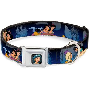 Buckle-Down Seatbelt Buckle Dog Collar - Aladdin & Jasmine Scenes - 1" Wide - Fits 15-26" Neck - Large