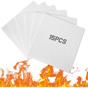 15 Pcs Ceramic Fiber Paper, 11" x 12" x 1/8" High Temperature Ceramic Fiber Rectangle Paper White Insulation Gasket Paper Fireproof Microwave Kiln Papers Sheet for Stove Furnace Fireplace DIY Material