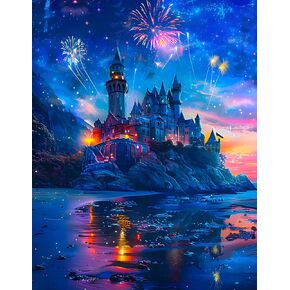 CLAKINLA Castle Diamond Art Painting Kits for Adults, 5D Scenery Diamond Art Painting Kits for Beginners, DIY Paint Picture with Full Drill Diamond Dots for Home Wall Art Decor 12x16inch