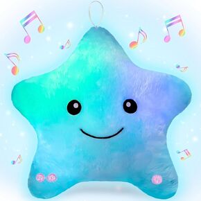 Subao Sensory Toys for Toddlers,14" Toddler Pillow with Light & Music,Plush Star Night Light for Kids Autism Sensory Products,Birthday Xmas Gifts for 3 4 5 6 7 8 9 10 Year Old Boys Girls Colorful