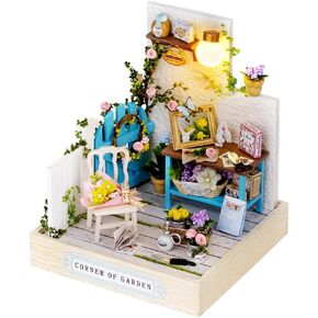 Kisoy Dollhouse Miniature with Furniture Kit, DIY 3D Wooden DIY House Kit with Dust Cover,Handmade Tiny House Toys for Teens Adults Gift(Sweet Talk)