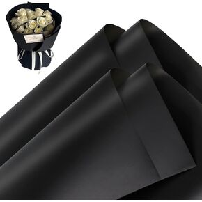 LDFDRT Valentine Flower Bouquet Wrapping Paper Decoration 40 Sheets Floral Wrapping Paper Bouquet Waterproof Wedding Paper For Flowers Bouquets DIY Crafts 22.8 * 22.8 Inches (Black+Pink)