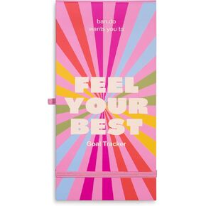 ban.do Good Intentions Goal and Habit Tracker Notepad, List Pad Includes 80 Perforated Sheets, Ink Pen Loop, and Elastic Band Closure, Feel Your Best (Pink)