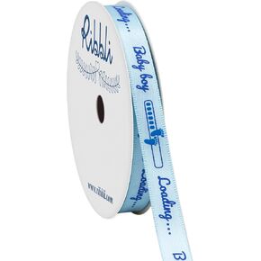 Ribbli Satin Baby Boy Loading Craft Ribbon,3/8 Inch x 10 Yard,Blue,Use for Hair Bows,Wreath,Birthday,Baby Shower,Diaper Cake,Gift Wrapping,Party Decoration,All Crafting and Sewing