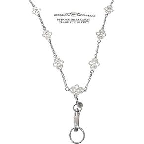 Hidden Hollow Beads Breakaway Stainless Steel Strong Chain Womens Lanyard for ID Card Badge Holder, Made in USA, Teacher Gift Nurse Cruise Key Keychain Phone