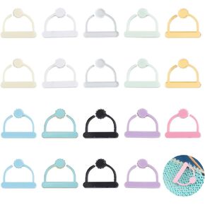 DELORIGIN 20pcs Stitch Marker for Crocheting and Knitting, Ghost Shape 10 Colors Crochet Stitch Markers, Acrylic Crochet Rings, Colorful Knitting Supplies Stitch Needle Clip Counter for Weaving Sewing