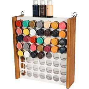J JACKCUBE DESIGN Craft Paint Organizer Storage Rack, 56 Holes Acrylic Paint Wall Mounted Display for 2oz Miniature Craft Standard Paint Bottle Rack Stand - MK1033A