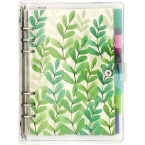 A5 6-Ring Loose Leaf Binder Journal from Chris.W, w/ 80 Insert Pages(Dot Grid/Square Grid/Ruled/Blank) + 6 Index Divider Tabs + 1 Clear Page Maker + 1 Ziplock Pouch Included, Refillable