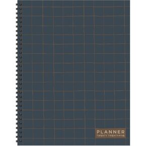 2025 Navy Grid Space Large Weekly Monthly Planner