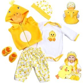 5 Pieces Set Reborn Baby Doll Clothes 22inch Yellow Duck Suits for 20''-22''Reborn Dolls Newborn Baby Clothing