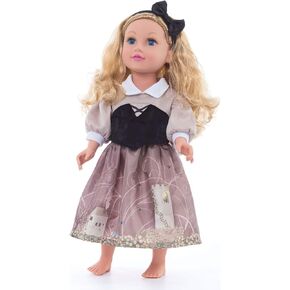 Little Adventures Sleeping Beauty Day Princess Doll Dress with Headband - Doll Not Included - Machine Washable Child Pretend Play and Party Doll Clothes with No Glitter Brown