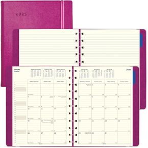 Filofax® 2025 Monthly Planner, 17 Months, August 2024 to December 2025, Twin-Wire Binding, Bilingual, 10.875" x 8.5", Fuchsia (C1811003-25)