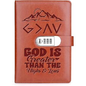 God is Greater Than The Highs and Lows Religious A5 Locking Journal Faux Lined Leather Journal Refillable Journal with Lock (Lock-God Greater Than)