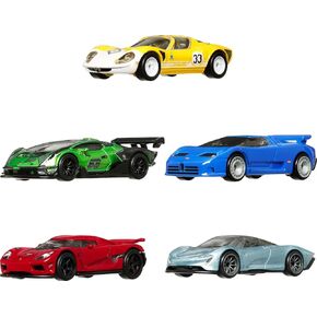 Hot Wheels Premium Car Culture Speed Machines 5-Pack of Toy Cars, Full Metal Body, Real Riders Tires, 1:64 Scale Sports Cars, for Collectors