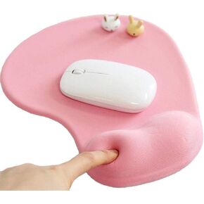 Office Mousepad with Gel Wrist Support - Ergonomic Gaming Desktop Memory Foam Mouse Pad Wrist Rest - Silicone Non-Slip Rubber Base, Premium-Textured Mouse Pad for Laptop Computer (Pink)