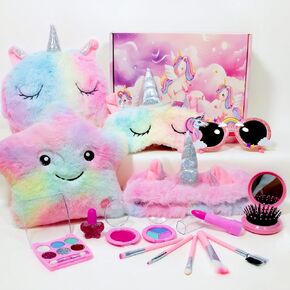 Diayiko Unicorns Gifts for Girls 5 6 7 8 9 10+ Years Old, Kids Unicorn Toys with Light Up Plush Star Pillow/Crossbody Bag/Eye Mask/Sunglasses/Headband/Makeup Set/Comb for Birthday Gifts Christmas