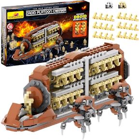 58-Piece Battle Droid Platoon Carrier Attack Craft with 2 Droideka, Building Blocks Compatible with Major Brands, Battle Soldiers Action Figures with Weapons, Clone Army Building Kit for Star Fans