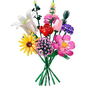 Flowers Bouquet Building Set, 699Pcs Creative DIY Flower Botanical Collection Building Toys, Home Office Decor Gifts for Mother's Day, Valentine Day, Birthday, Christmas Day