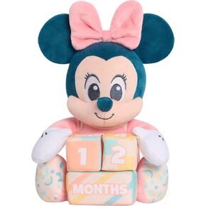 Just Play Disney Baby My First Year Minnie Mouse and Milestone Blocks, 11.75-inch Plush Toy, 4-Pieces, Kids Toys for Ages 0