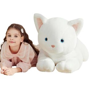 IKASA Giant White Cat Stuffed Animal Plush Toy,Big Large Jumbo Soft Toys,30" Huge Size Cute Fluffy Plushy Fat Oversized Plushie,Gifts for Kids