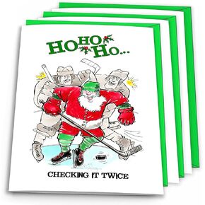 3-PACK HOCKEY Christmas Cards - "Checking It Twice" 3-PACK SPORTS POWERCARD Greeting Cards Sports Christmas Cards (5x7) Perfect for hockey fanatics - they'll love 'em! #AllProfitsToHelpKids
