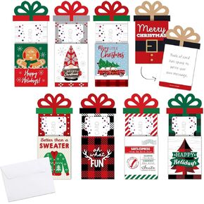 Big Dot of Happiness Assorted Red and Green Holiday Cards, Christmas Money and Gift Card Sleeves, Nifty Gifty Christmas Gift Card Holders, Set of 8