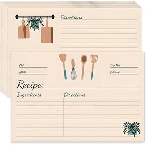 100 Sheets Recipe Cards, 4x6 Inches Double Sided Cards, Blank Cardstock Cards for Recording Recipes, Kitchen Diaries, Bridal shower, Banquet Preparation