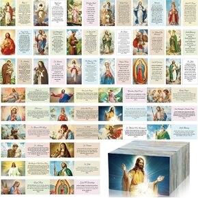 180 Pcs Catholic Mass Prayer Cards Assorted Holy Cards with Catholic Saints and Prayers Catholic Gifts for Women, Men, Mother, Father, Godfather, Godmother