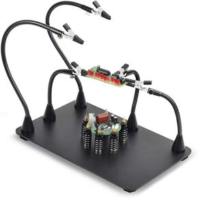 Magnetic Helping Hands Third Hand Soldering Work Station | EXtra Large & Heavy Duty Base Plate | Flexible Arms | 360 Hot Air Gun Holder (Helping Hand with Magic Hand) (Helping Hand with Magic Hand)