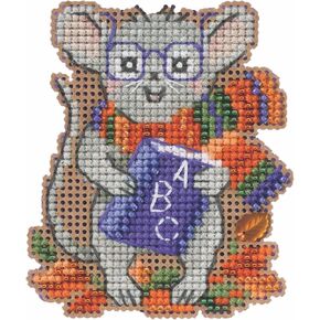 Mill Hill School Mouse Beaded Counted Cross Stitch Ornament Kit 2023 Autumn Harvest MH182325