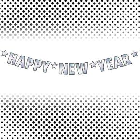 Colourful 2025 Happy New Year Banner, 14 Pcs Colourful Happy New Year Letters Shiny Banner Sign for Celebrate New Year Party New Year Eve Ceremonies Holiday Party Decorations