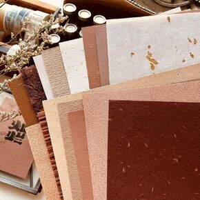 15 Sheets Textured Scrapbook Paper Assorted Set - Mixed Special Craft Paper for Scrapbooking Junk Journaling Supplies Bullet Journal Planner Collage Card Embellishments 5.8x8.3 Inch A5 (Mocha Blush)