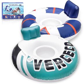 2 Packs Inflatable Pool Floats Adult Pool Chair Float Lounger Heavy Duty River Tube Floaties for Floating Lake Floats Raft with Cup Holder for Adults Kids