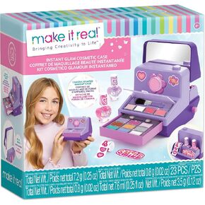 Make It Real: حقيبة مستحضرات التجميل إنستانت جلام - 23 قطعة، حقيبة مكياج على شكل كاميرا، عيون-شفاه-وجه-أظافر، ملصقات للتزيين، للفتيات والأطفال من عمر 8 سنوات فما فوق