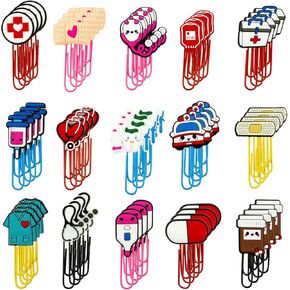 60 pcs Nursing Book Clip Cute Bookmarks Cartoon Bulk Bookmarks with Colorful Paperclip for Nursing School Student Essentials for Nursing School Gifts. (Colorful)