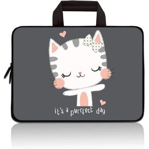 14 14.1" 14.2" 15" 15.4" 15.6" inch Inch Laptop Sleeve Case Protective Bag with Outside Handle,Ultrabook Notebook Carrying Case Handbag Compatible with Dell Toshiba HP Chromebook(Cute Cat)