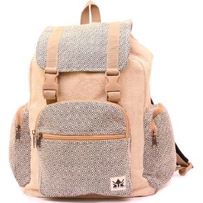 YAK & YETI Handcrafted Hemp Backpack from Nepal – Eco-Friendly, Durable, and Stylish with Adjustable Straps-Multi Pocket-Best for Travel and Hiking-Fits Laptop-For Men and Women