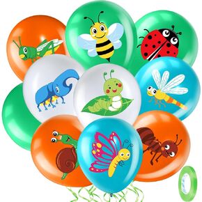 50 Pack Spring Summer Bug Birthday Party Decorations, 12 Inch Reptile Birthday Party Latex Balloons Butterfly Bug Birthday Party Decoration for Class Office Garden Insects Themed Party Baby Shower
