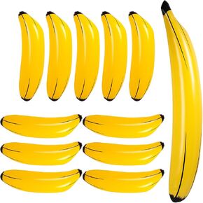 12 Pcs Inflatable Banana Props Balloons Include 23 Inch Banana x 11, 70 Inch Banana x 1, Bachelorette Party Decoration Plastic Banana Toys for Swimming Pool Party Favors Supplies Games