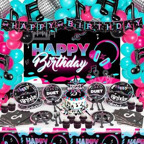 Music Birthday Party Supplies, Disco Party Decorations, Music Theme Party Set Include Disco And Music Note Balloons, Banners, Backdrop, Napkins, Plates, Tableware For Kids, Baby