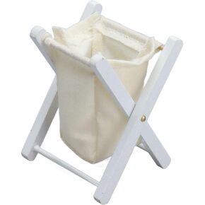 Laundry Basket,1:12 Doll House Miniature Laundry Basket Folding Clothes Basket for Toys, Throws, Pillows, Clothing and Towels (White)