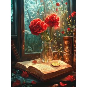 SKRYUIE 5D Flower Diamond Painting Kits - DIY Diamond Art Kits for Adults Book, Full Round Drill - Crystal Embroidery Cross Stitch - Craft for Wall & Office Decor - 12x16 Inch k5